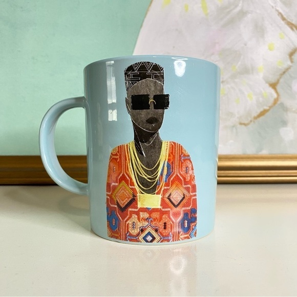African Afrocentric Woman Lady Blue Art Coffee Tea Mug New - Picture 2 of 9